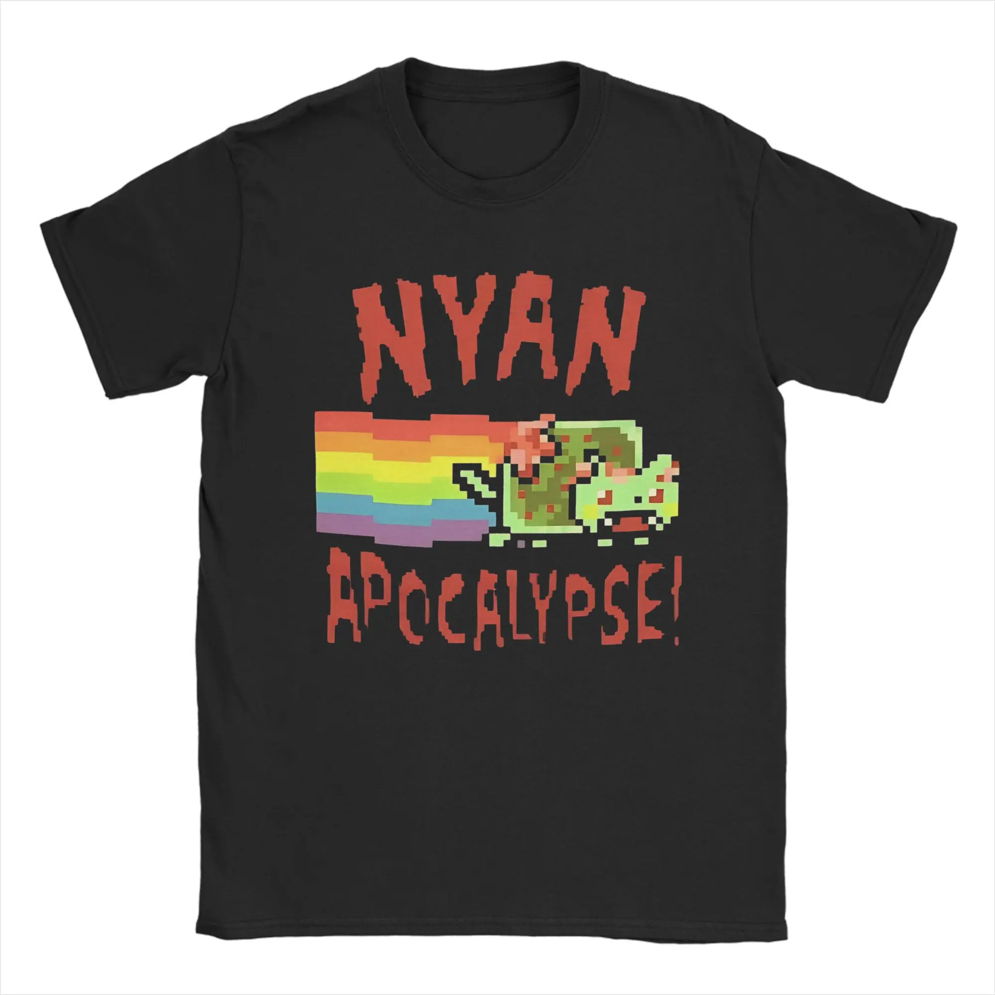 Camisetas de juego de Apocalipsis de Nyan-Cats para hombre, divertida Meme de Internet, merch de algodón puro, novedad, camiseta de manga corta con cuello redondo