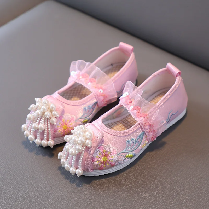 Children's Han Chinese Costume Shoes Embroidered Ancient Old Beijing Cloth Dancing Ethnic Style shoes