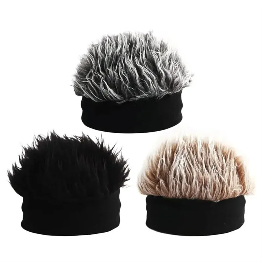 2025 New Fun Short Hair Caps Men Women Hip Hop Beanie Wig Hat Breathable Soft Baseball Caps for Outdoor Sports Party Toupee Hats