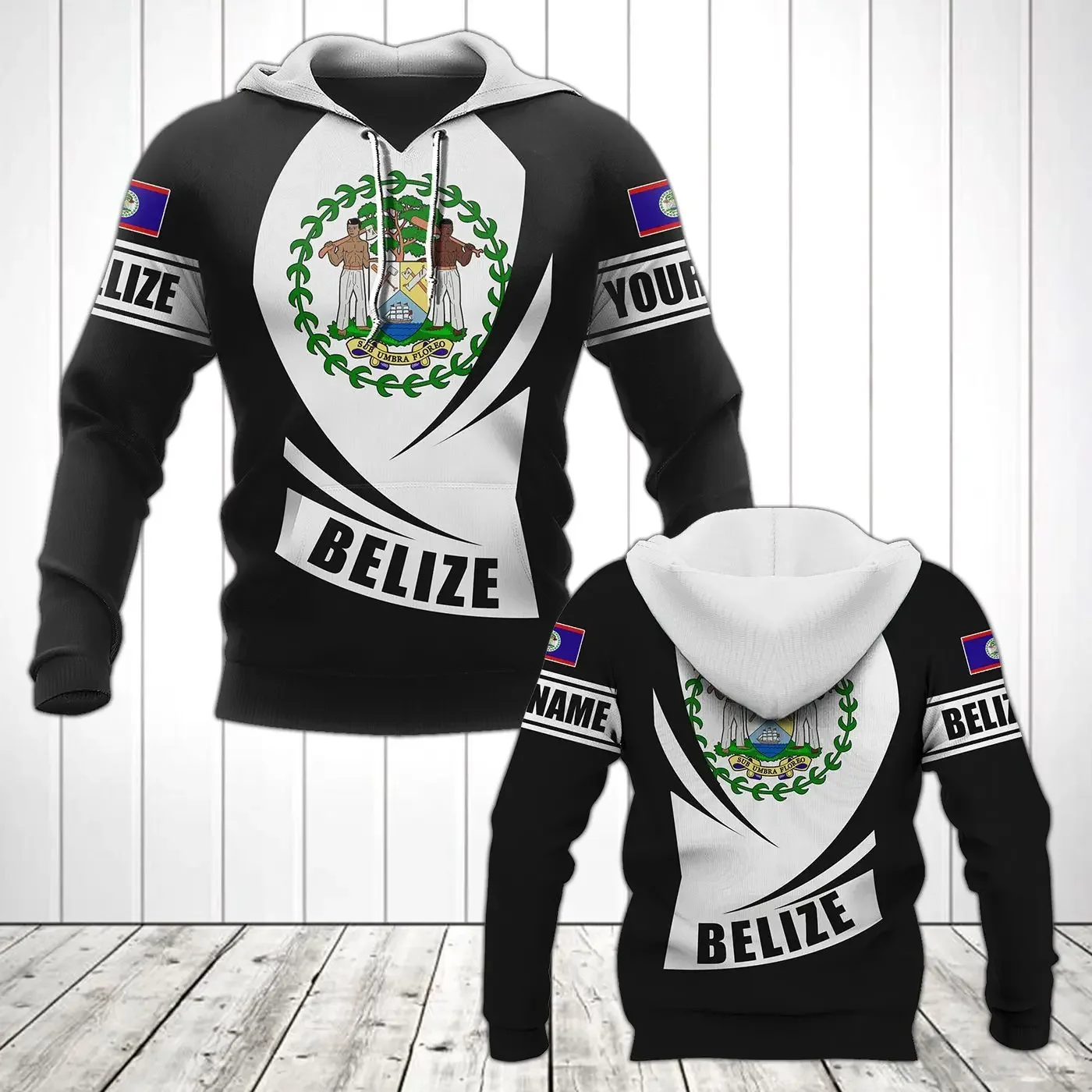 Belize Flag and Emblem Pattern Hoodies For Male Loose Men's Fashion Sweatshirts Boy Casual Clothing Oversized Streetwear