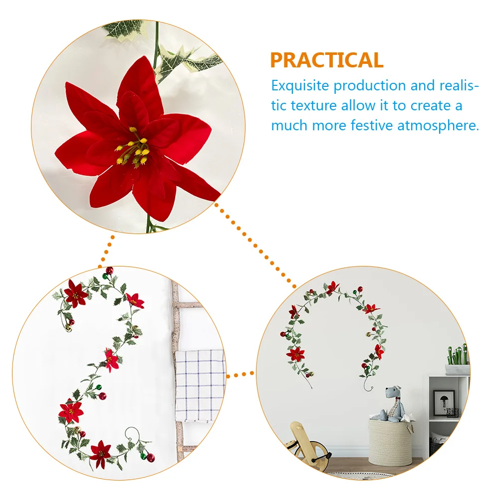 

Christmas Rattan Ornaments Flower Garland Xmas Door Wreath Tree Artificial for Silk Cloth Outdoor Decorative Hanging