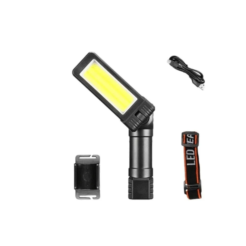 600 LM Brightness COB LED Work Light Type C Charging 1200 mAh Battery Rechargeable Flashlight Magnetic Base Dual Lights