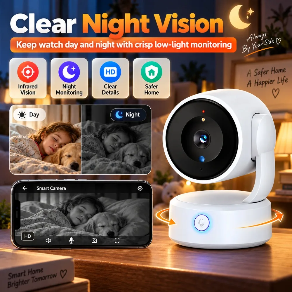 5MP WiFi Camera Tuya Indoor PTZ IP Monitor Auto Tracking Color Night Vision Waterproof Home Security Surveillance Cameras CCTV