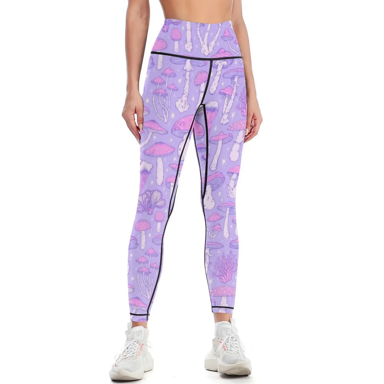 Deadly Mushrooms Pastel Purple Leggings flared workout shorts Pants sport gym sportswear woman Womens Leggings