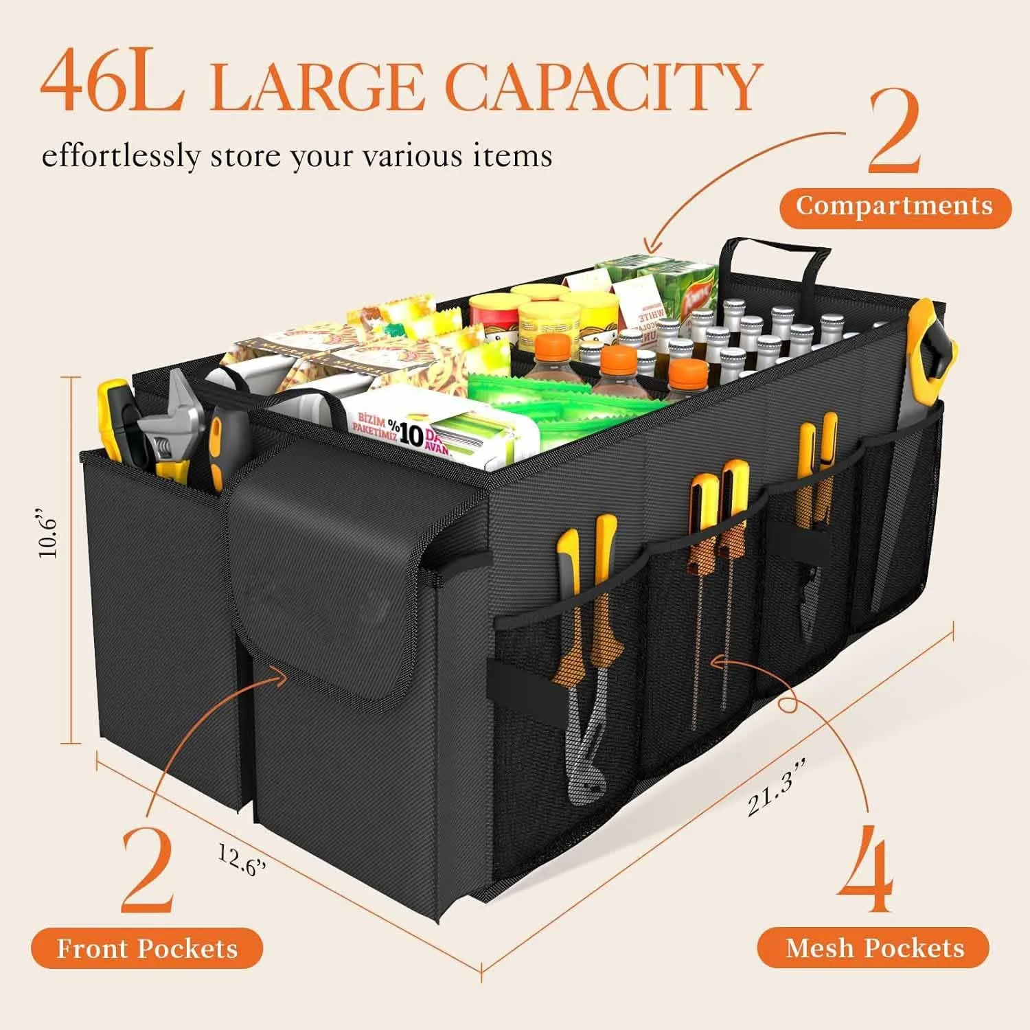 2026 46L Large Capacity Foldable Jewelry Organizer Portable Cosmetic Travel Pouch with Hook Accessory Storage for On-the-Go