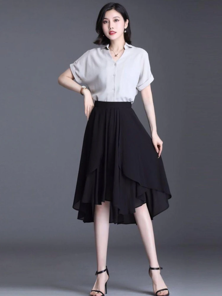 Chubby Maxi Woman Skirt Long Chiffon Skirts for Women Vintage Y2k Casual New in Premium High Quality Stylish 2025 Trend V Summer