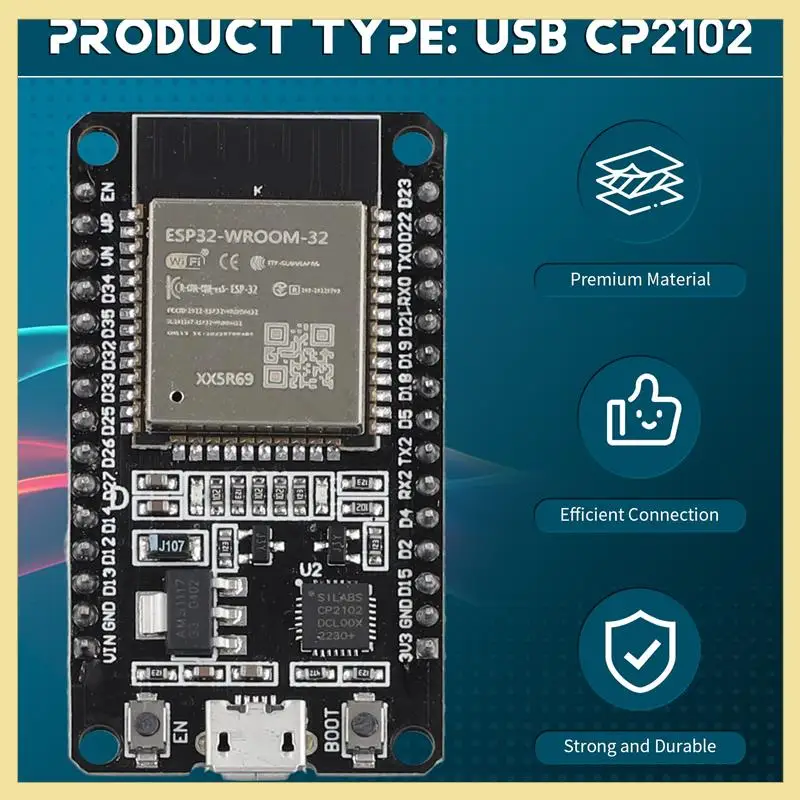 

High Quality-5 PCS ESP32 WROOM-32 Development Board Ultra-Low Power Consumption Dual Core Wireless Module