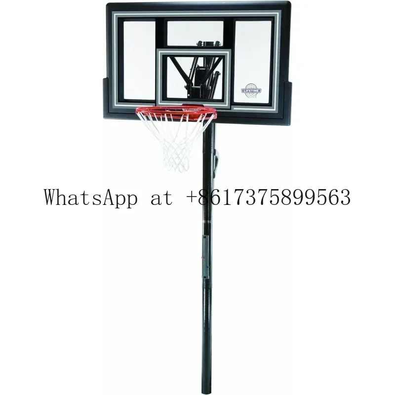 A 1084 Height Adjus In Ground Basketball System with 50 Inch Shatterproof Backboard