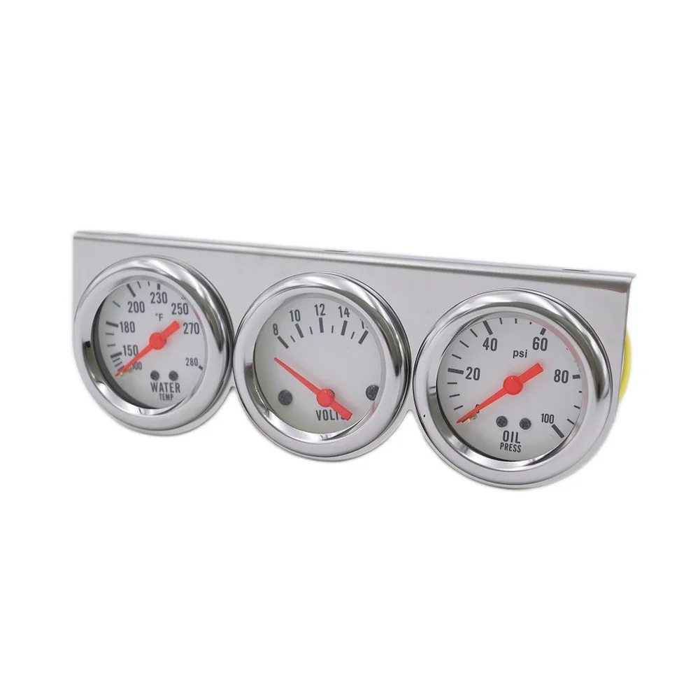 for triple Function 52mm Gauge Kit with White Face for Water for temp Oil Pressure and Voltage Readings on 12V Auto Dashboards
