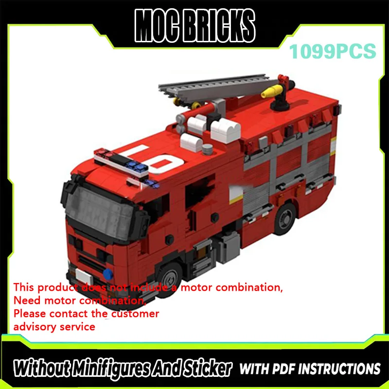 

Urban Rescue Vehicles Model MOC Building Bricks P410 Water Supply Fire Engine Modular Technology Gifts Assemble Children Toys