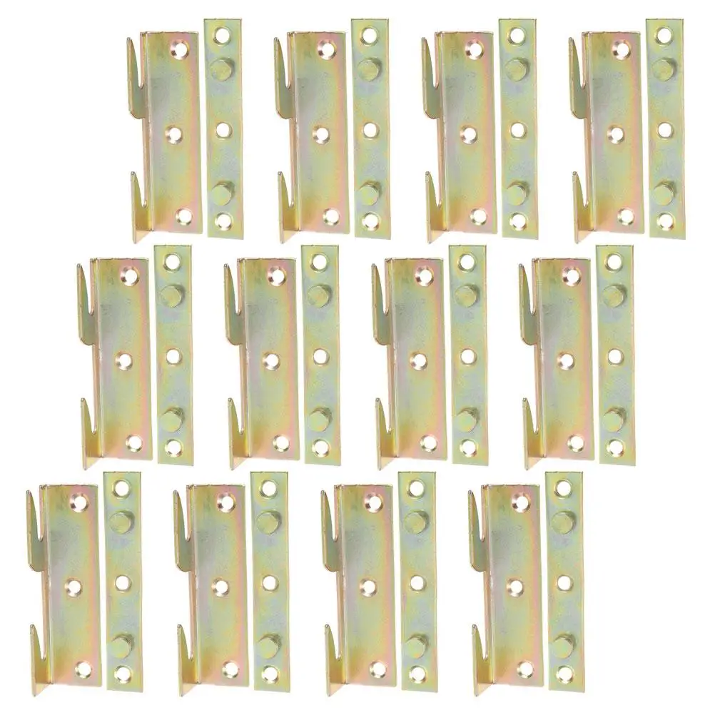

12 Pcs Bed Hinge Pendant Hardware Furniture Hinges Metal Brackets Bed Frame Support Fittings Connector Rail Buckle Hardware