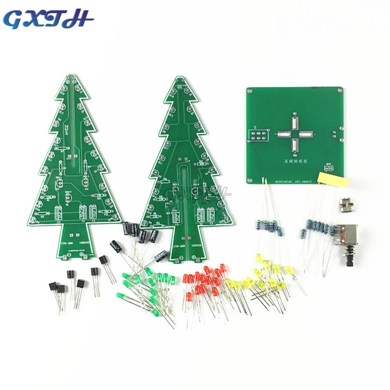 DIY Electronics Kit 3D Christmas Tree RGB Flash Circuit Board Soldering Practice Assembly Kit