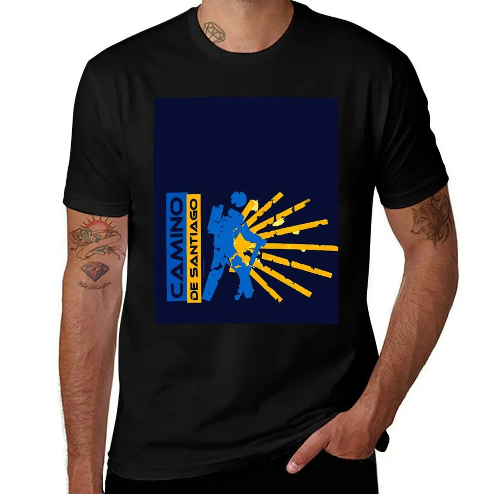 Camino de Santiago. Way of St. James. Hiking logo. T-Shirt Abstract Pattern Print Top