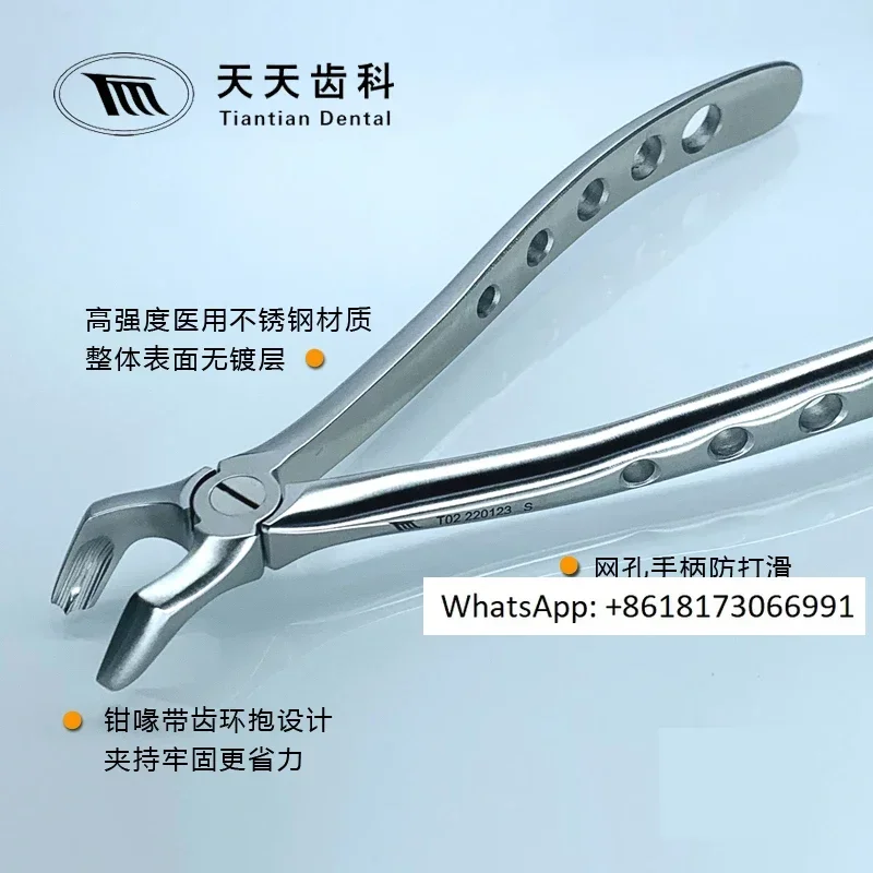 Stainless steel tooth extraction forceps, double pointed tooth forceps, root forceps