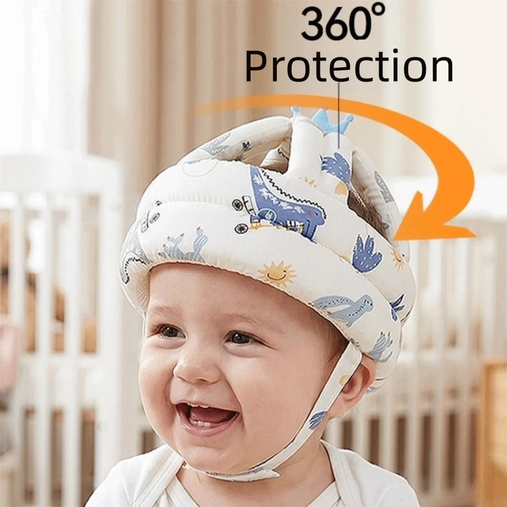 Soft Baby Safety Helmet Adjustable Comfortable Head Protector Hat Polyester Lightweight Infant Safety Cap Learning To Crawl