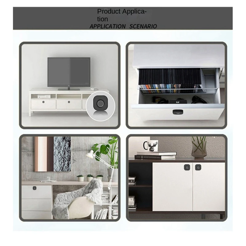 生体指紋ロックブラックキーレスキャビネットロックスマート引き出しロック盗難防止ドアロック長いスタンバイ時間