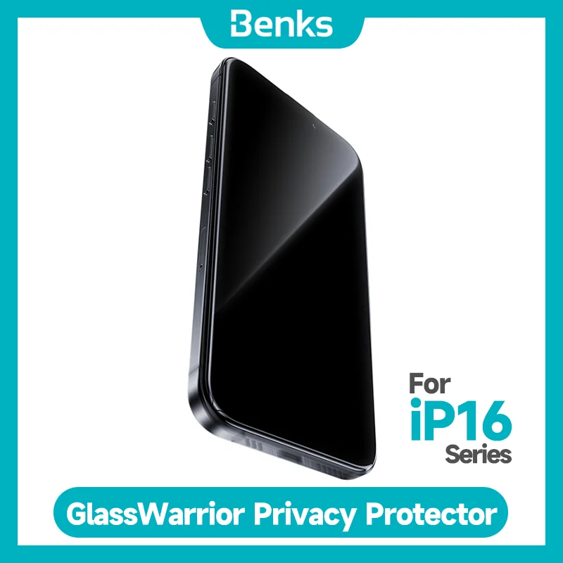 Benks King Kong Corning GlassWarrior Privacy Protector For iPhone 16 Pro Max Waterproof/Anti-fouling Privacy Tempered Glass Film