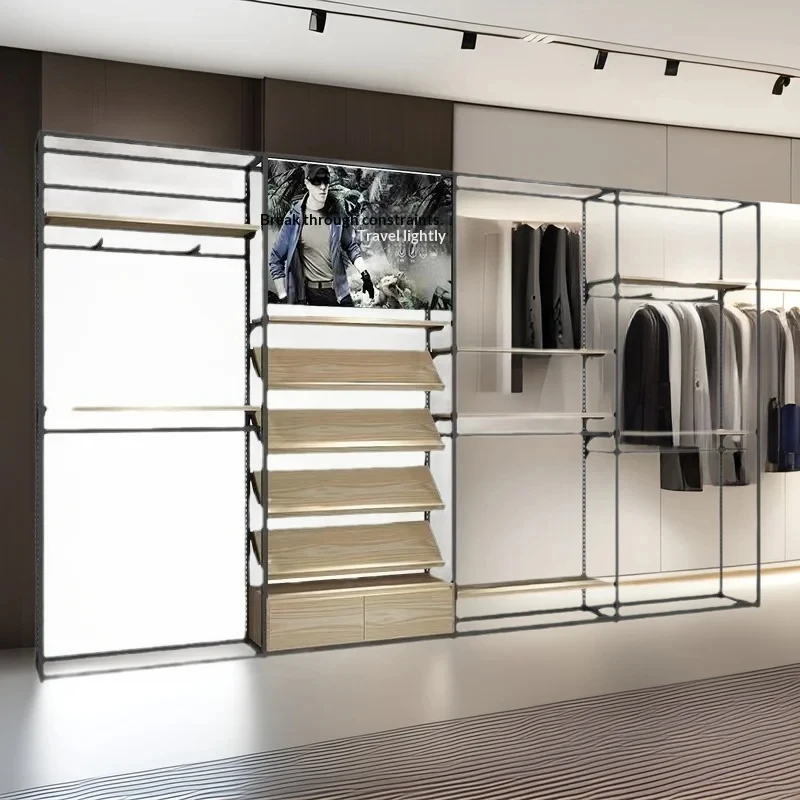 custom.Multi-Layer Men's Clothing Rack Floor-Standing Iron Art Hanger with Painted Surface Clothing Stores