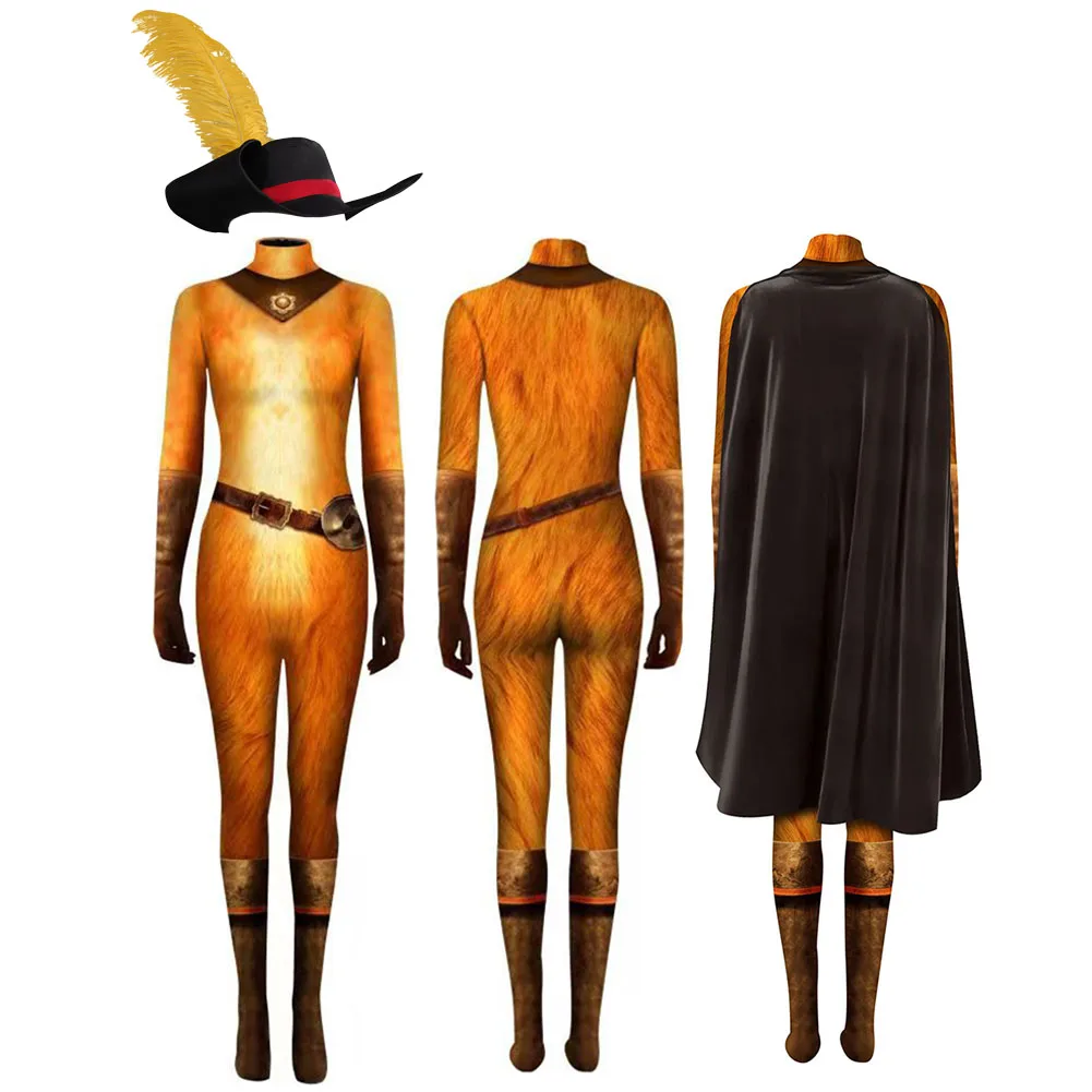 Disfraz de cosplay con botas para adultos y niños, mono con capa y sombrero, traje de fantasía para Halloween, Carnaval y fiesta