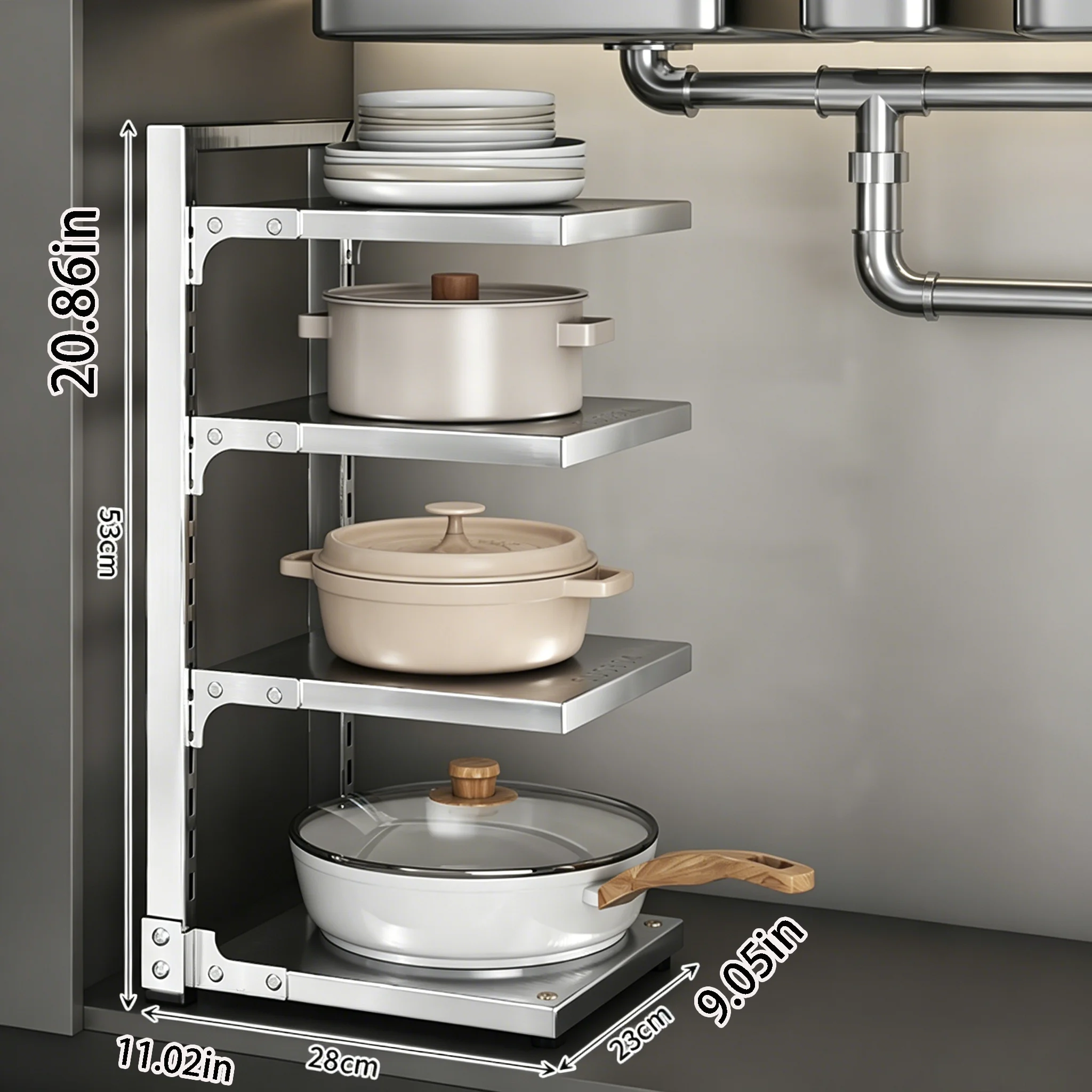 Pot Rack, Multi-Layer Pot Lid Storage Rack for Countertops, Easy to Install, Adjustable Height, Suitable for Kitchen, Cabinet, and Utensil Corner Storage, Strong Load-Bearing Capacity, Multiple Options, Perfect Christmas and New Year Gift