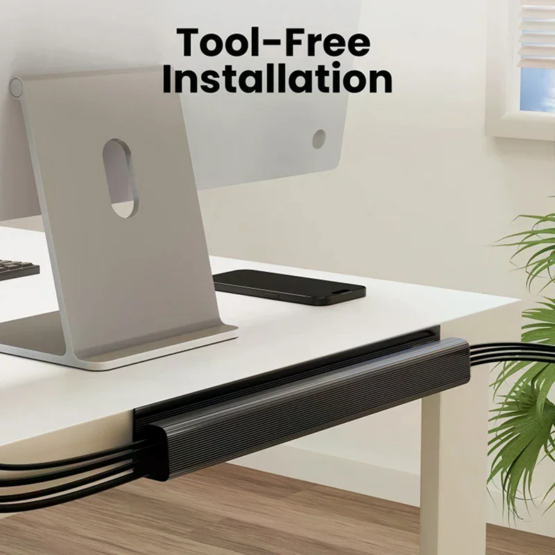 Channel Desk Cable Organizer Cable Management Accessories White Cable Protecter No Drilling Under Desk Management Tray view 3