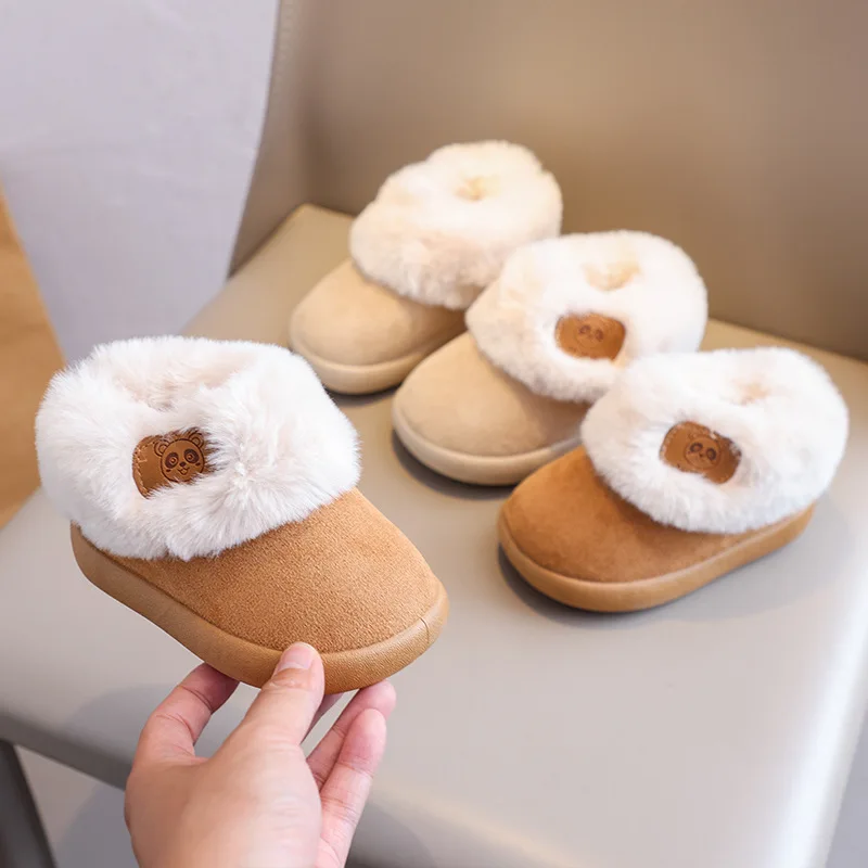 Cute Cartoon Winter Boots For Children Boy's Girl's Plush Boots Thick Warm Velvet Faux Fur Snow Boots For Toddler Kid's Boots