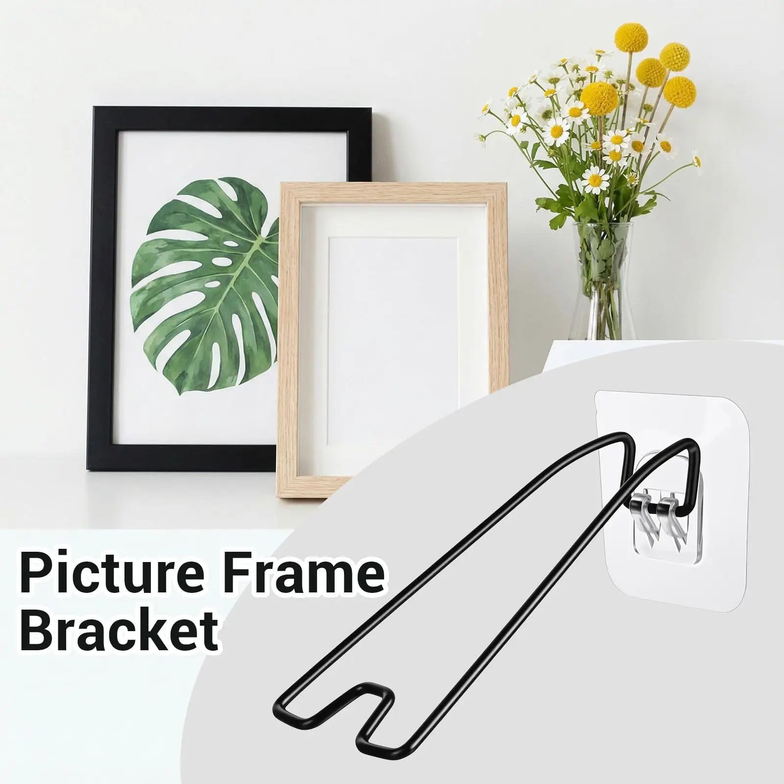 Self-Adhesive Metal Photo Frame Stand, No Drill Picture Frame Easel Back Support, Desktop Display Holder for Photo Frames