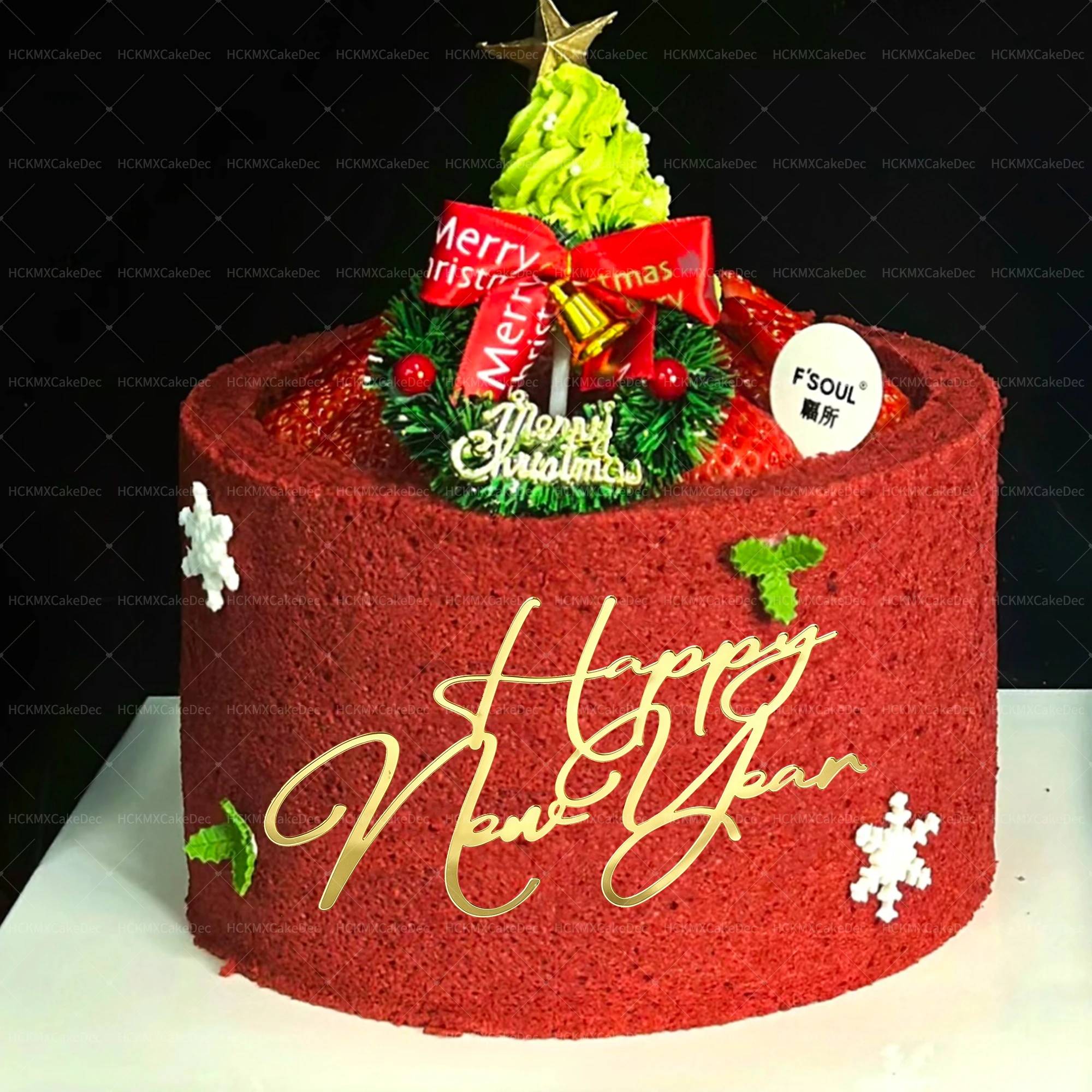 Ins feliz ano novo bolo de aniversário topper ouro acrílico festa de ano novo bolo topper presentes de festa em casa decoração de sobremesa ﻿