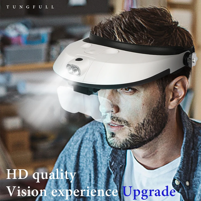 Imagem -05 - Tungfull-lupa Headband Glasses Lupa de Auricular com Estilo Leve Repair Tool