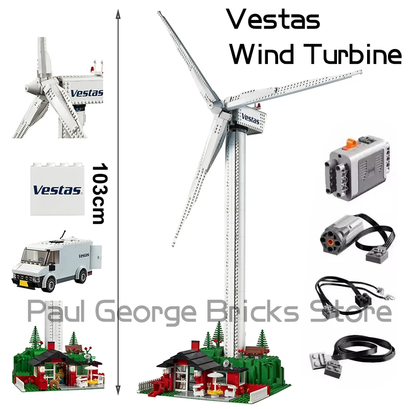 

844pcs Creative Series Vestas Wind Turbine Building Blocks PF Electric Windmill Generator Bricks Toys For Boys Kids Gifts 11394