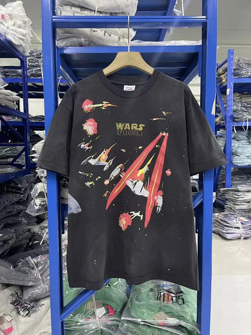 25SS Saint x Planet War Printed Women Men T shirts tees Hiphop Oversized Men Casual Cotton T shirt Summer Style