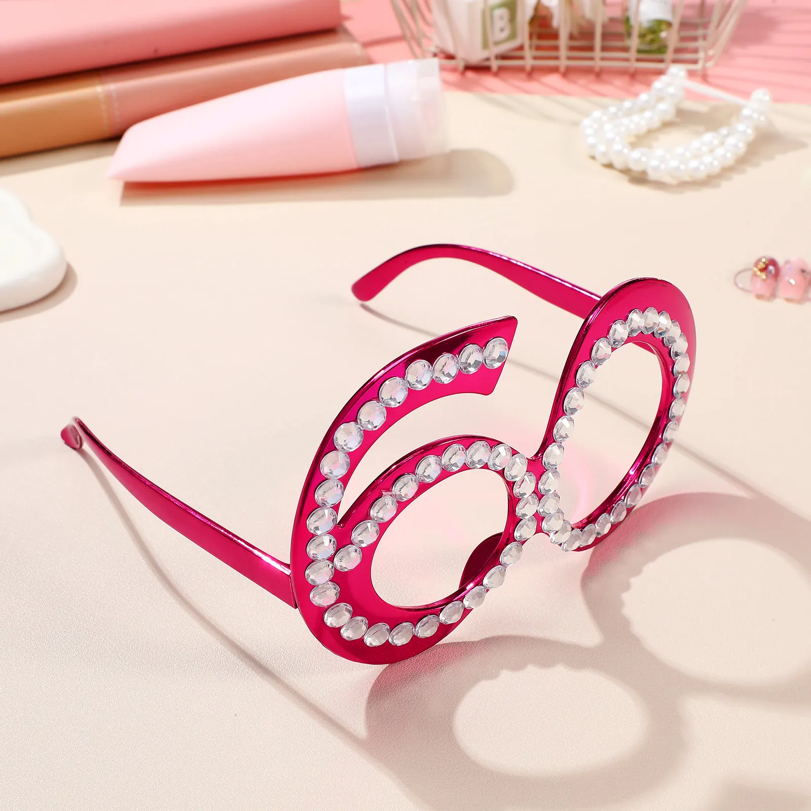 

1Pair Number Birthday Eyeglasses Glitter Rhinestone Frame Novelty Party Glasses for Dancing Anniversary Birthday Decoration