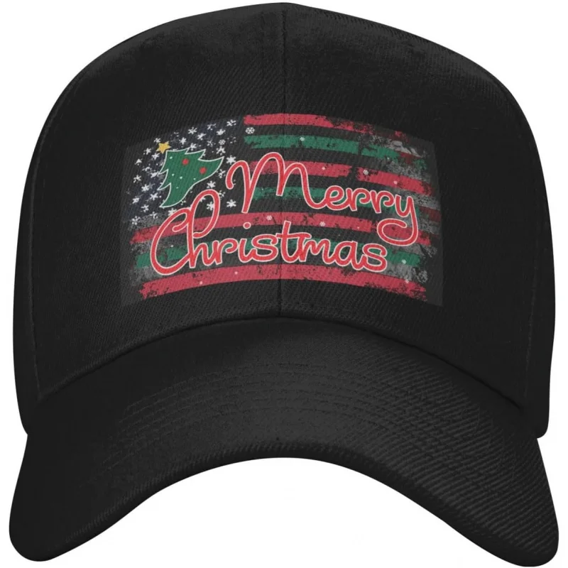 

Men's and Women's Sports and Leisure Fashion Gift American Christmas Flag Baseball Hat Adjustable Outdoor Black