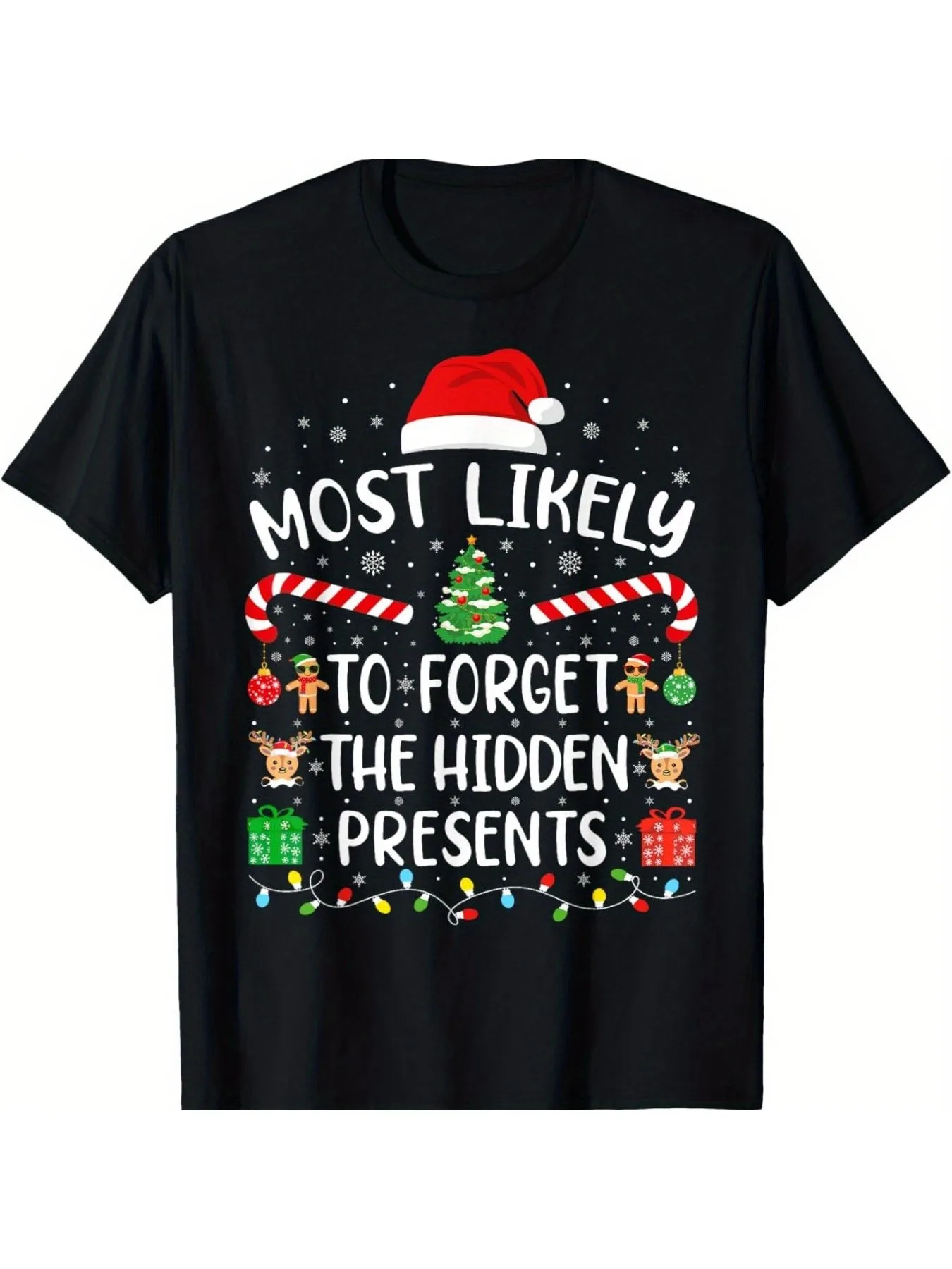 

Forget Hidden Presents Рождественская футболка с рисунком Мужская забавная праздничная футболка Повседневная хлопковая футболка с короткими рукавами и круглым вырезом