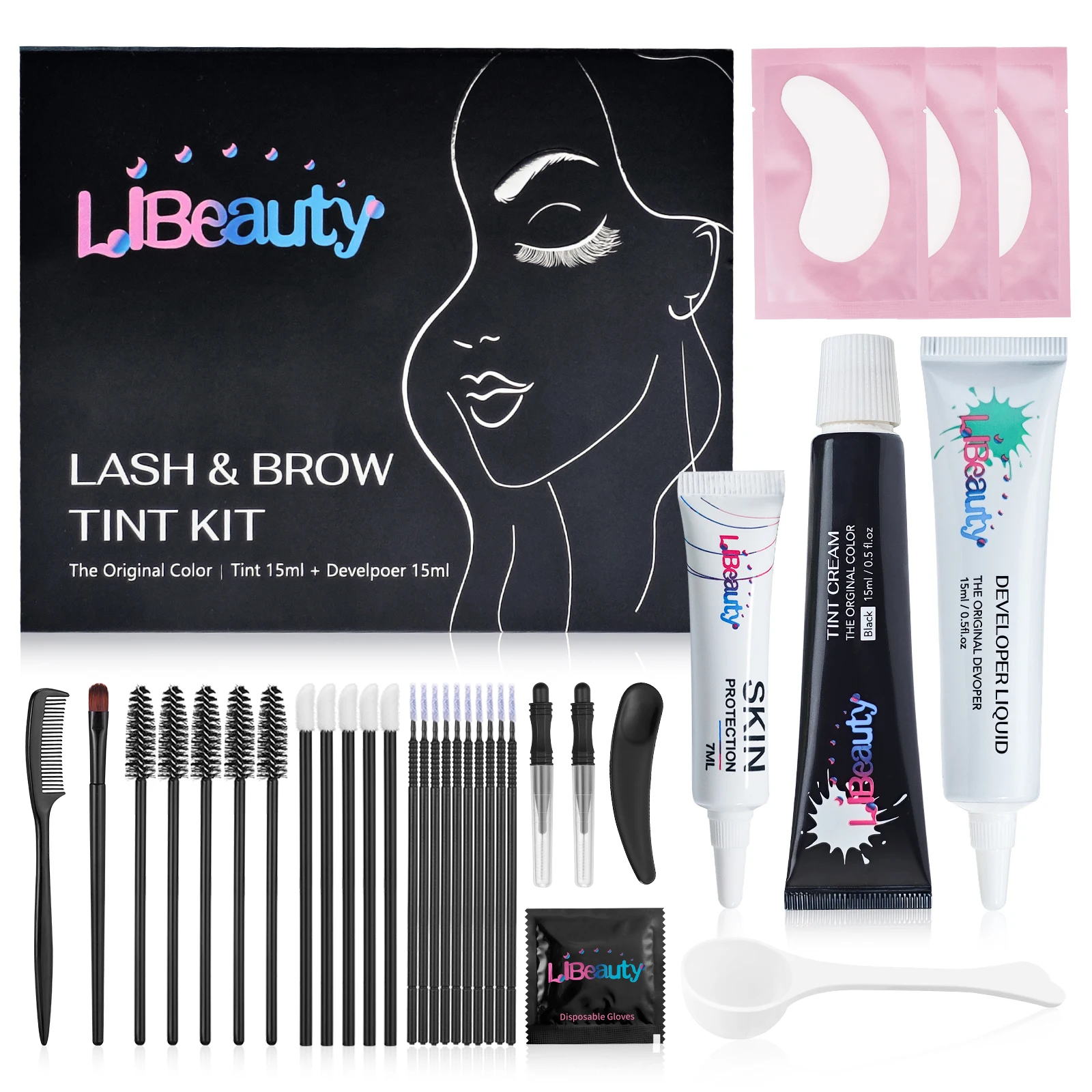 

Libeauty Lash and Brow Tint Kit 2 in 1 Instant HairColor Lash and Brow Eyebrow Lamination Tint Kit Eyelash Color Kit Makeup Tool