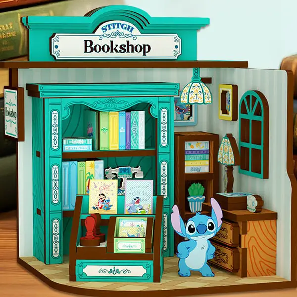 

2026 Disney Stitch Ретро-книжный магазин: Деревянная 3D-фигурка ручной работы, коллекционные аниме-аксессуары, подарочные товары