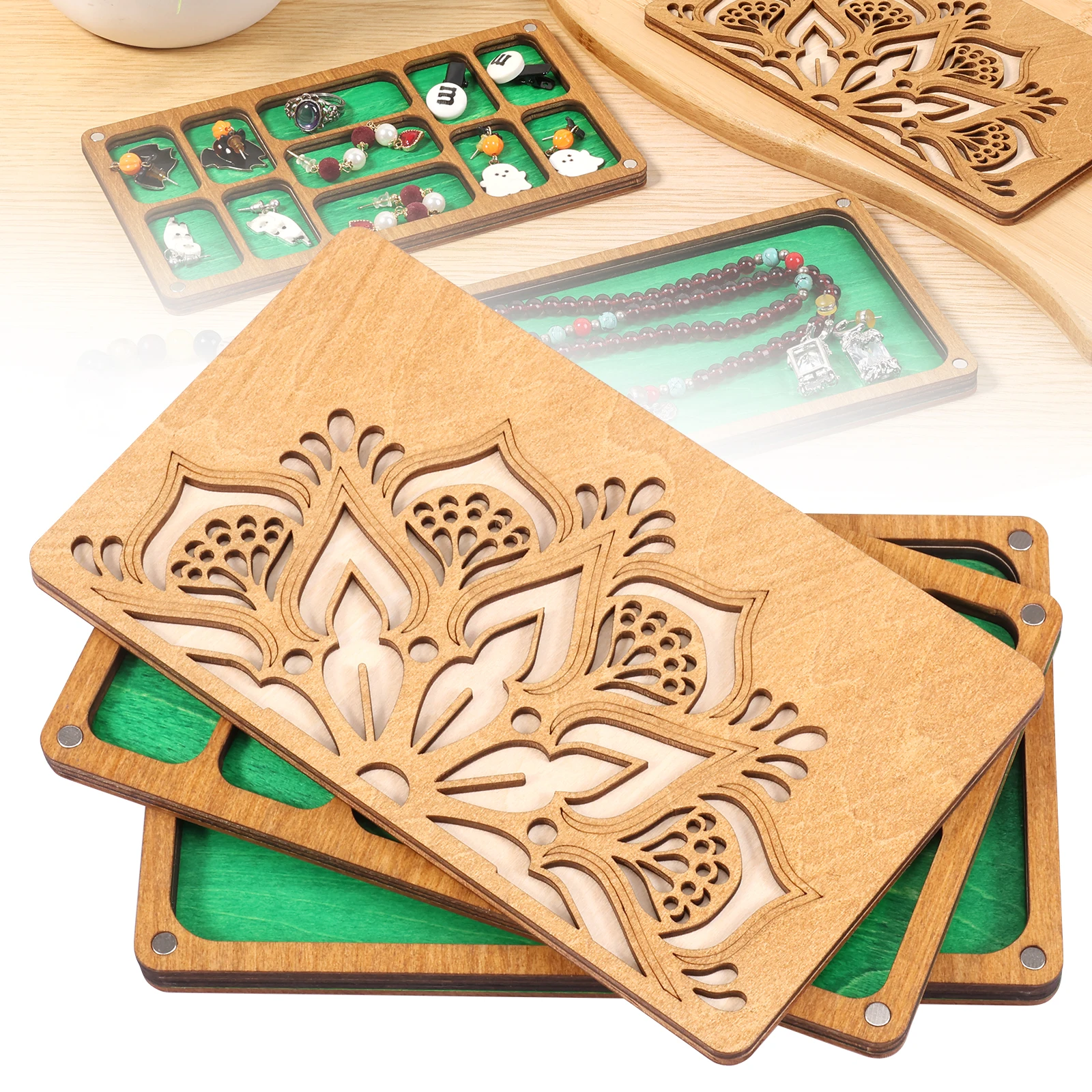 Wood Bead Storage Organizer Bead Classification Tray Jewelry Making Tools Trays Beads Organizer Boxes for Bead-work Accessories