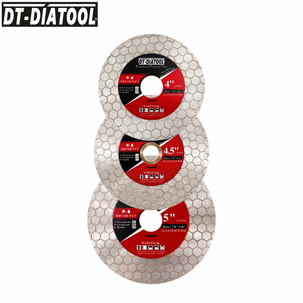 Dt-diatool-disco de molienda de corte de diamante, 105mm, 115mm, 125mm, para azulejos de cerámica, porcelana, mármol, seco, 60, 70 hojas de sierra