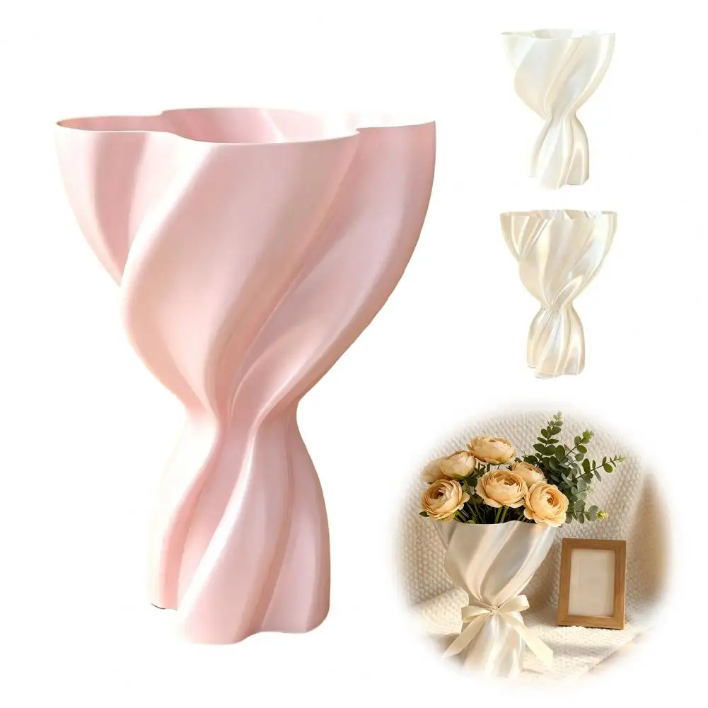 Modern Minimalist Decorative Vase Minimalist Room Accents 3d Printed Cream Vase with Silk Texture Minimalist Modern for Rustic