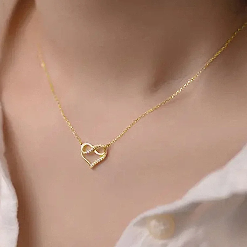 Huitan Silber Farbe/Gold Farbe Klassische Einfache Design Herz Anhänger Halsketten für Frauen Hochzeit Party Jahrestag Zubehör