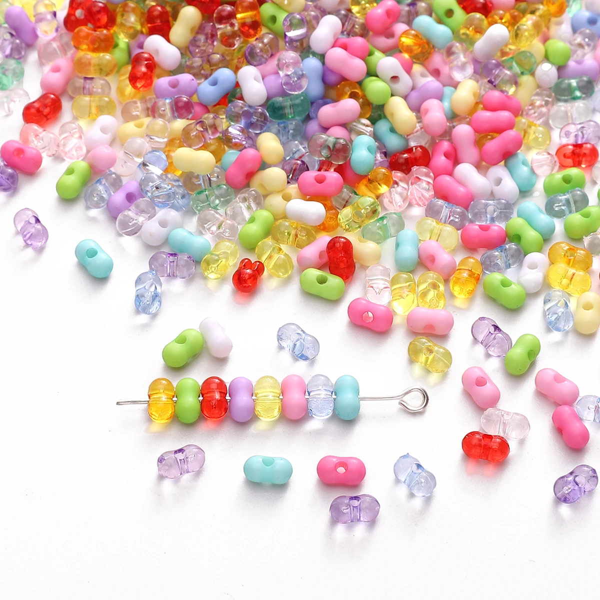 10g 3x6mm Colorful Acrylic Beads Transparent Peanut Beads for Necklace Bracelet DIY Jewelry Making Handmade Accessories