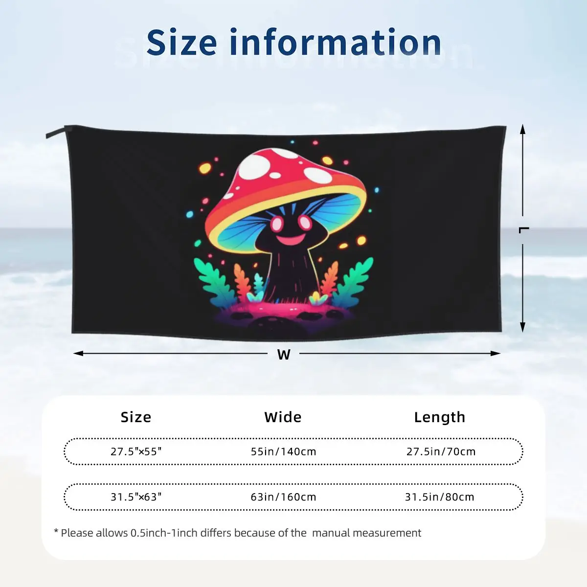 Shroomy Happy Spirit Trippy Mushroom Beach Towel Soft Microfiber Quick Dry Absorbent Quick Towels For Bath