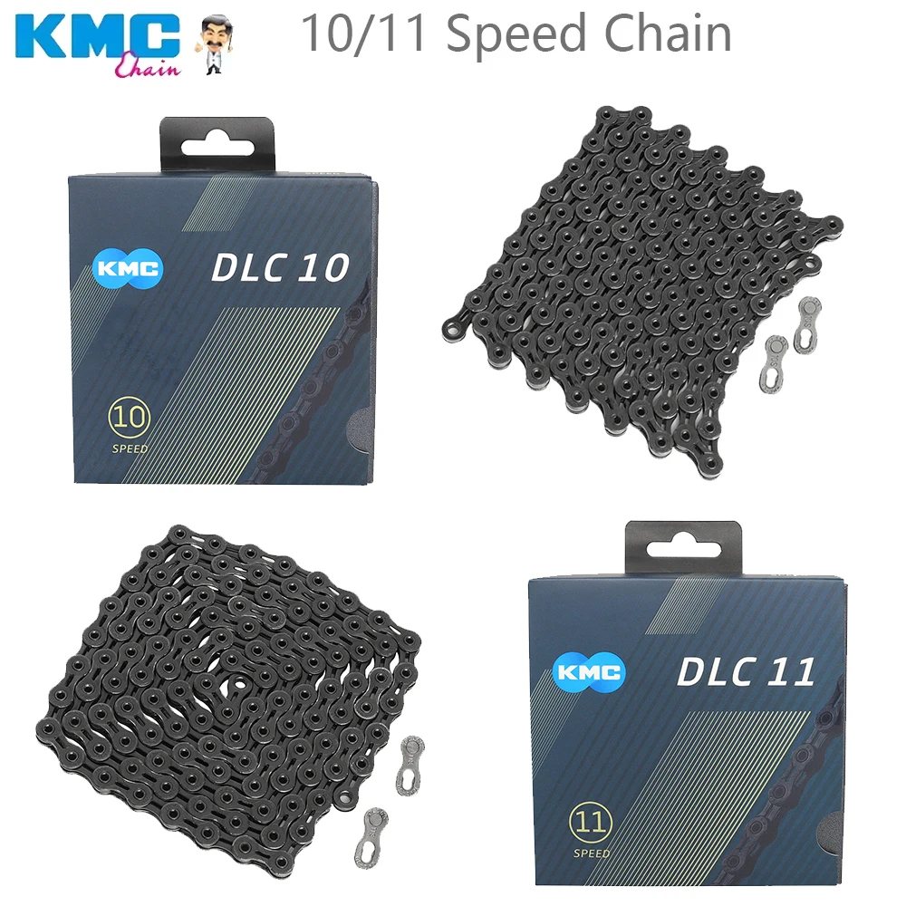 KMC DLC 10 DLC 11 Bicycle Chain For Road MTB Bike Compatible Hollow-out 116/118Links Chain For SHIMANO Original Parts