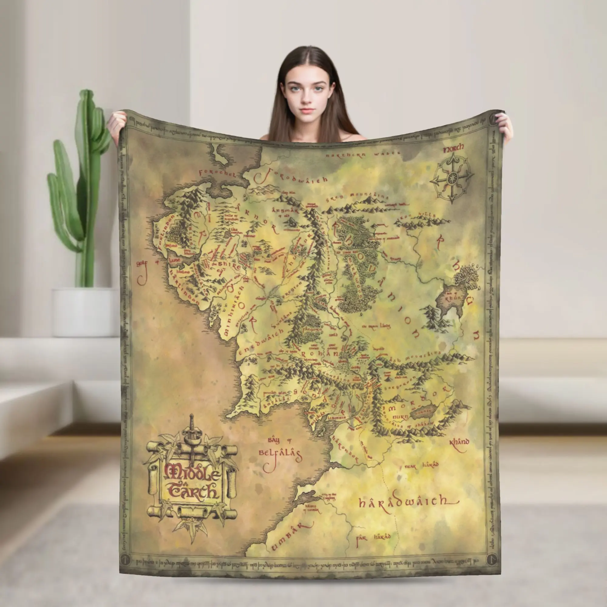 L-Lords Of The R-Rings Legolas Middle Earth Map Blankets Fleece Print  Ultra-Soft Throw Blanket for Home Car Bedding Throws