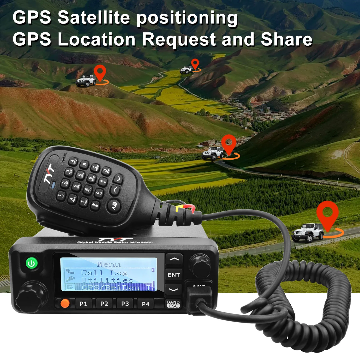 TYT Мобильный приемопередатчик MD-9600 GPS VHF136-174MHz UHF400-480MHz Двухдиапазонная голосовая запись VOX 50W DMR цифровая и аналоговая рация