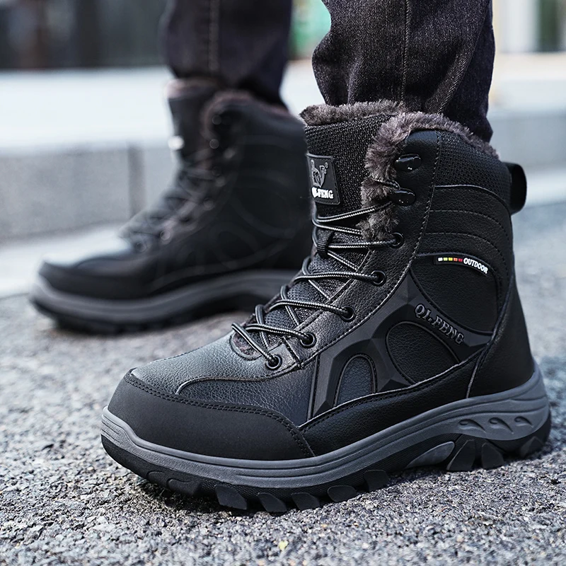 New Winter Men\'s Boots Warm Plush High-Top Snow Boots Waterproof Men Hiking Boots Outdoor Sneakers Men Work Fashion Ankle Boots