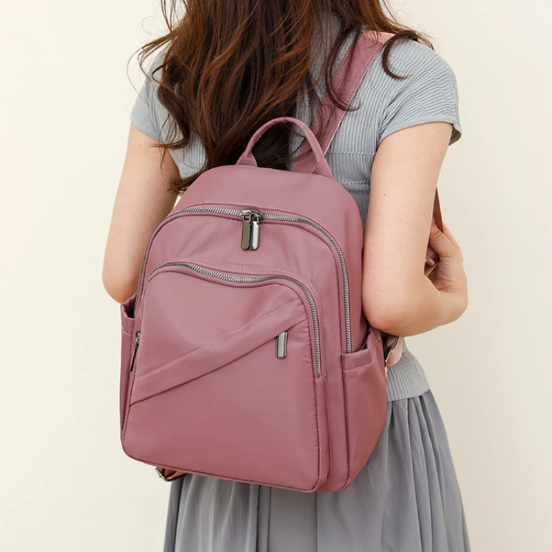 Backpack Women's 2024 New Fashion Oxford Cloth Light Travel Bag Student Schoolbag Storage Crossbody Bag Wholesale