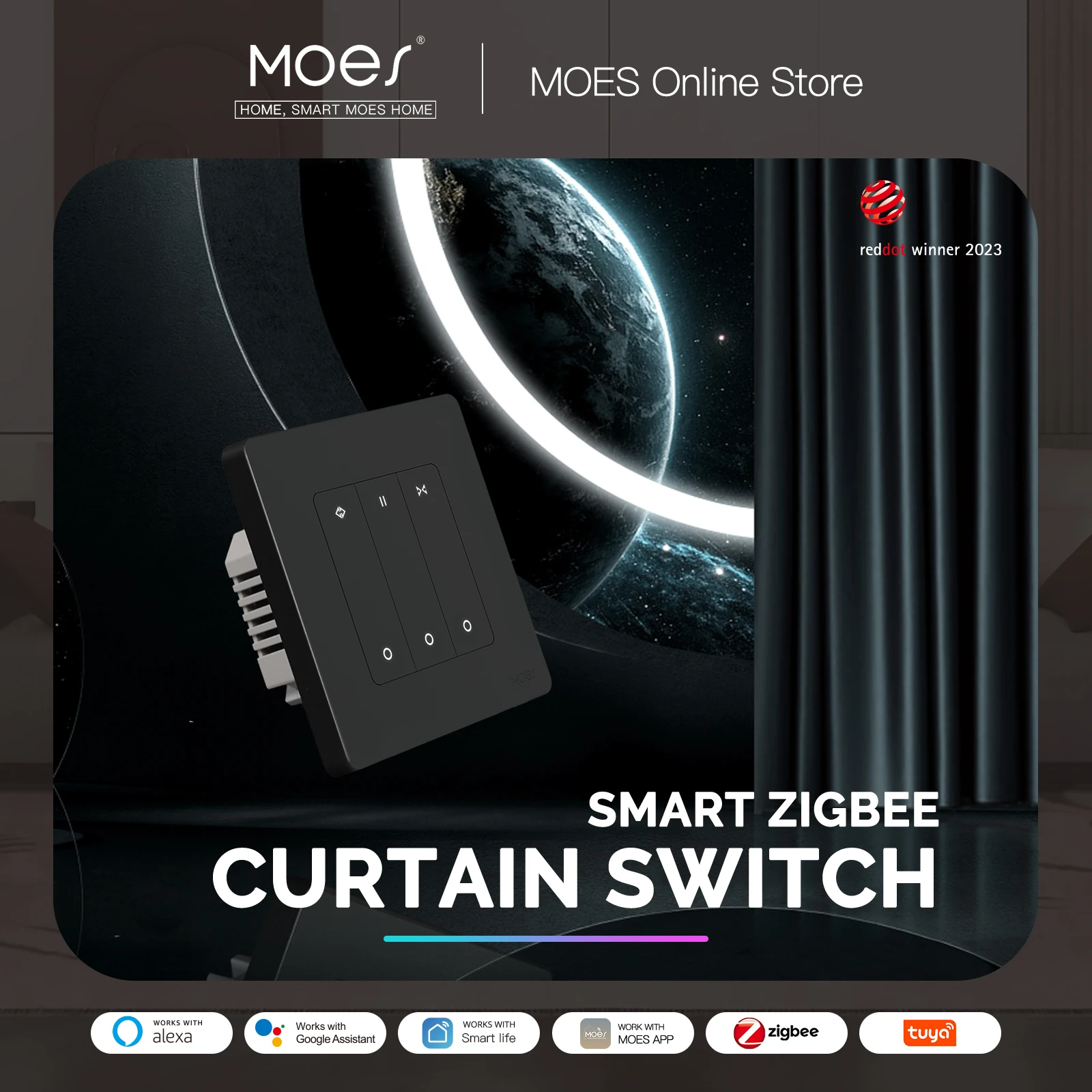 MOES Smart ZigBee Star Ring Curtain Switch For Roller Shutter Electric Curtains Blind Motor Alexa/Google Home Remote Control