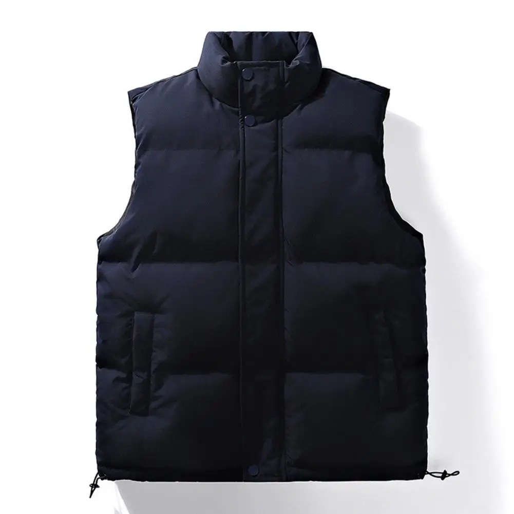 

Men Thickened Vest Jacket Men's Windproof Winter Vest with Stand Collar Zipper Closure Thick Padded Sleeveless for Fall