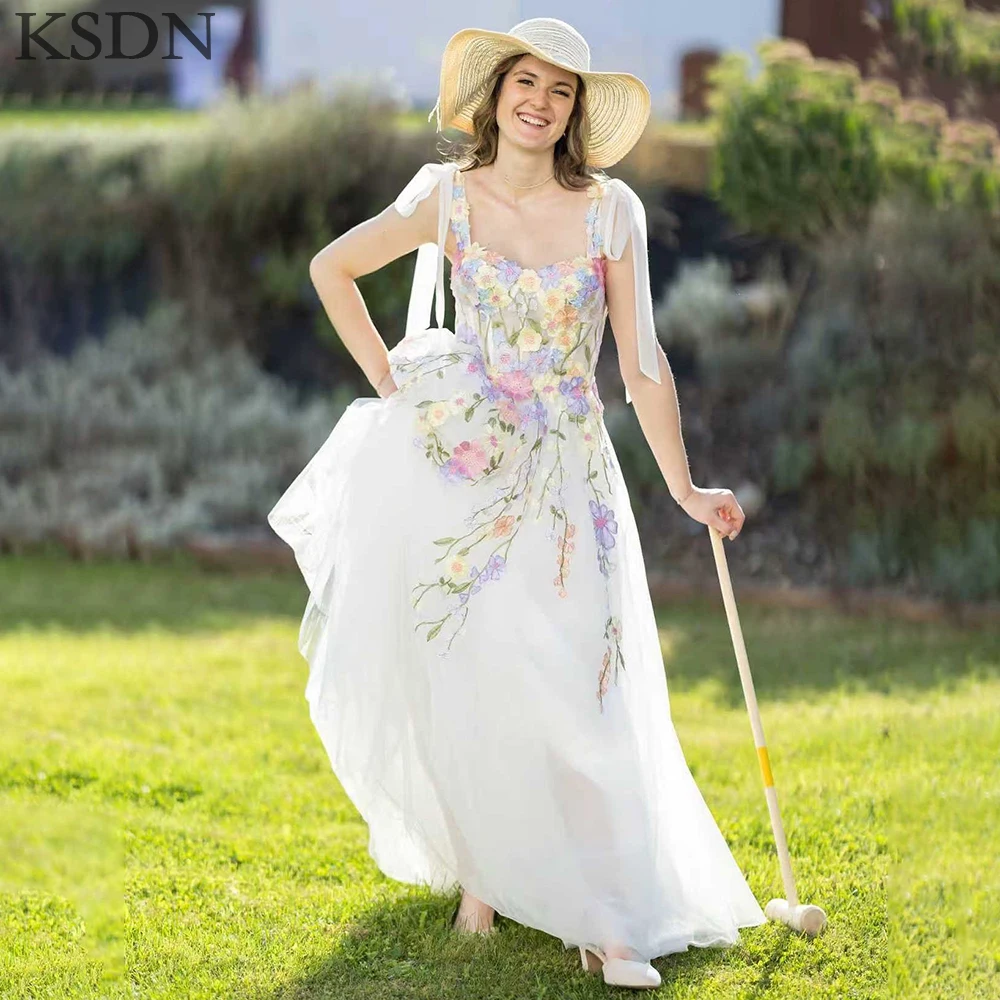 

KSDN White Women Evening Dresses Fashion Sleeveless Chapel Train Appliques Gowns Formal Occasion Princess Dress Vestidos 2026